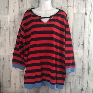 Chic Stripe Grommet Top 3X NWT